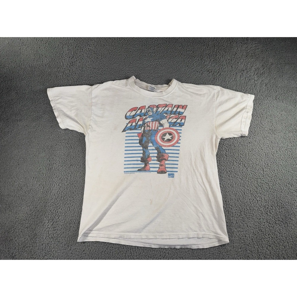 Marvel Comics Captain‎ America T Shirt Men Graphic Grunge Thrashed Y2K 2000s